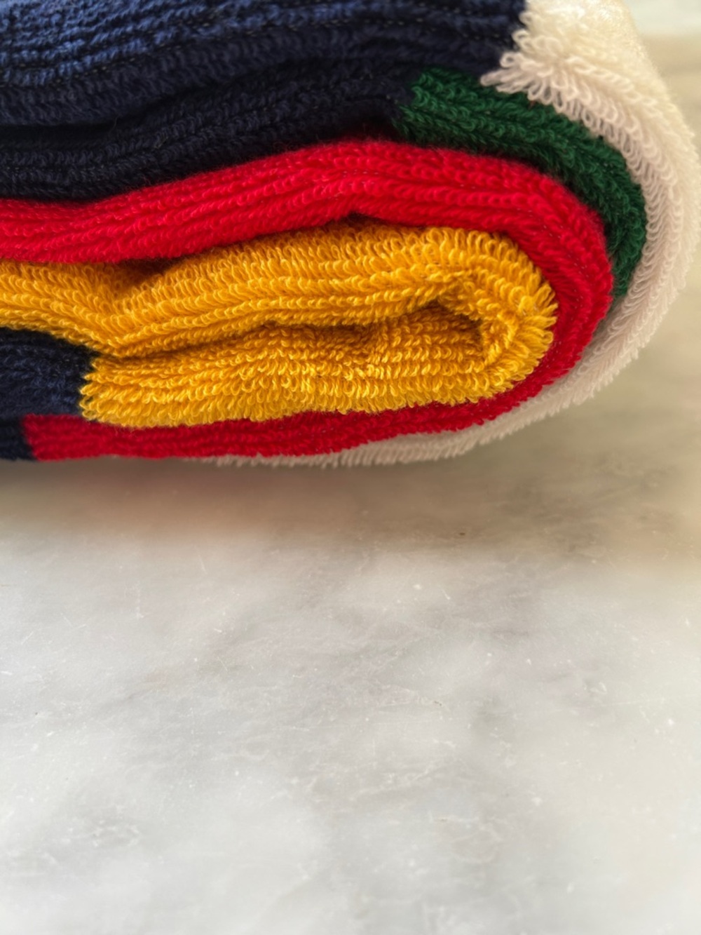 Colorblock Cotton Towel - Navy, Red, Yellow, Green, White